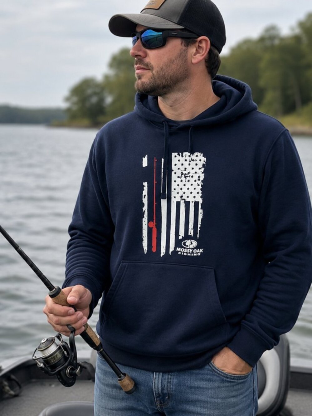 MOSSY OAK FISHING MENS HOODIE  (large)